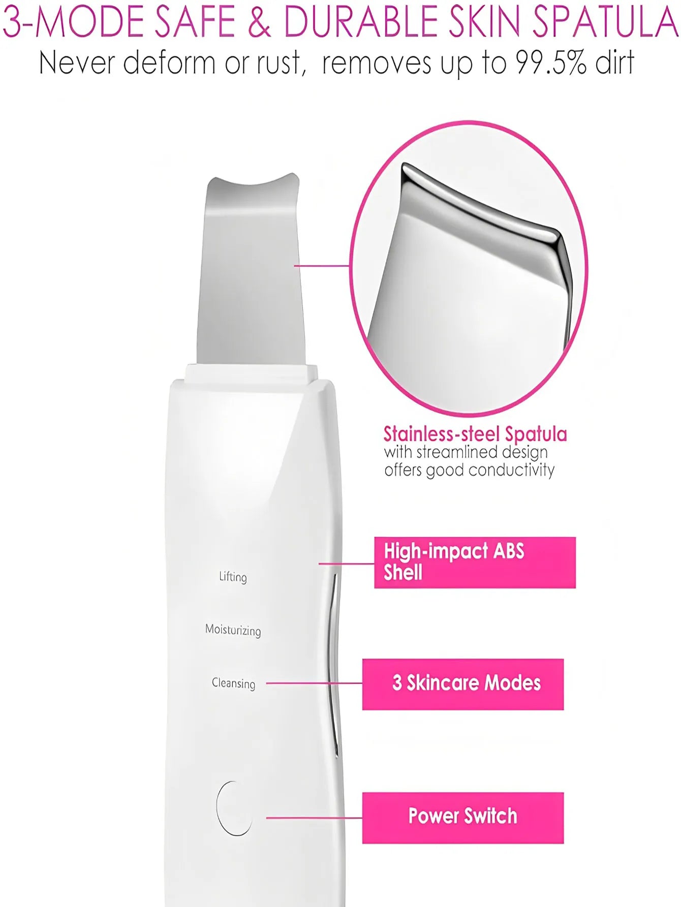 Ultrasonic Skin Scrubber Scrubber Deep Vibrate Facial Cleaner Shovel Face Scrubber Peeling Black Head Remover Facial Massager