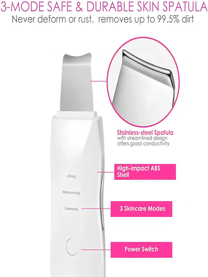 Ultrasonic Skin Scrubber Scrubber Deep Vibrate Facial Cleaner Shovel Face Scrubber Peeling Black Head Remover Facial Massager