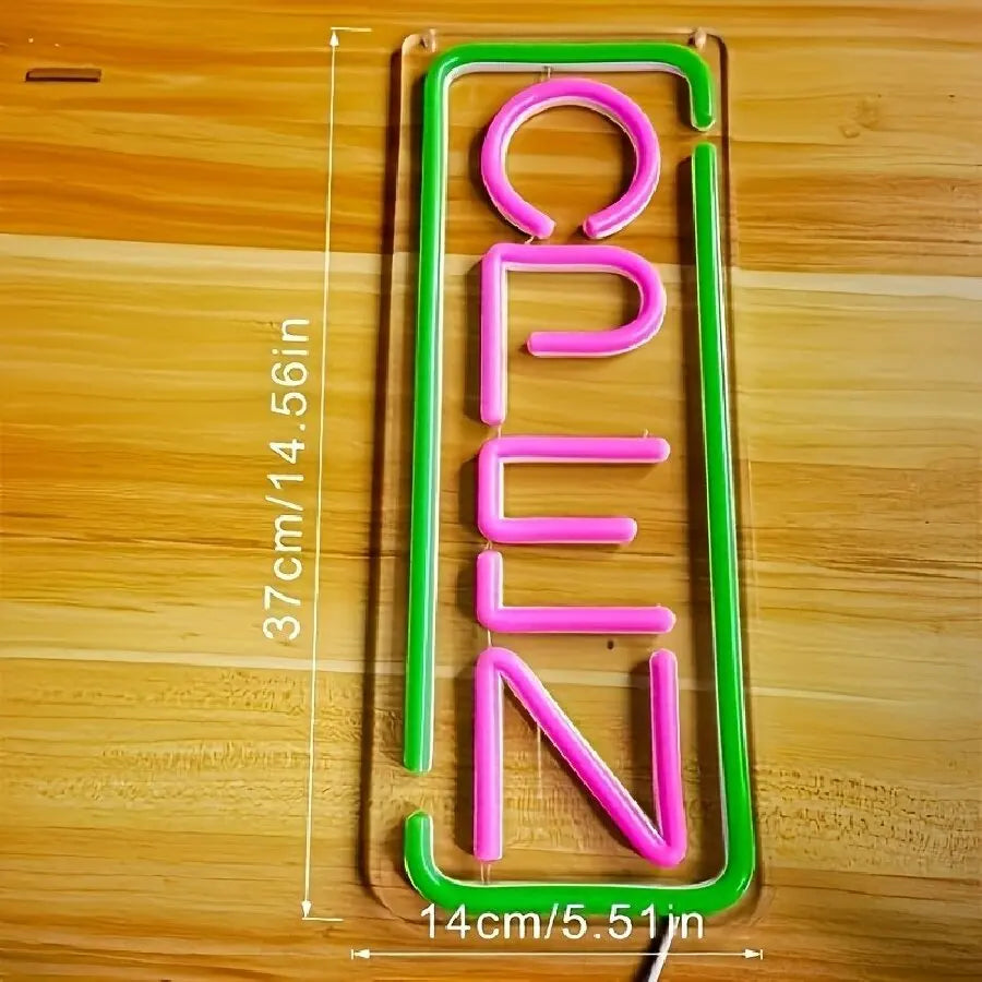 LED Bright Open Neon Sign, Powered by USB with ON/OFF Switch, RGB Open Signs for Business Bar Restaurant Hotel Storefront Window