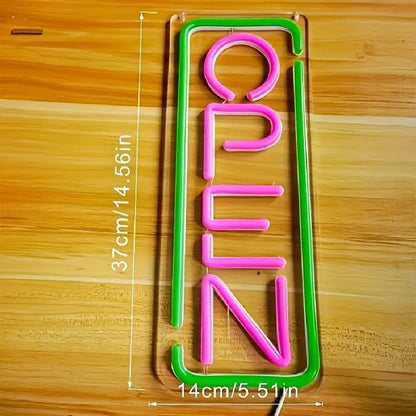 LED Bright Open Neon Sign, Powered by USB with ON/OFF Switch, RGB Open Signs for Business Bar Restaurant Hotel Storefront Window