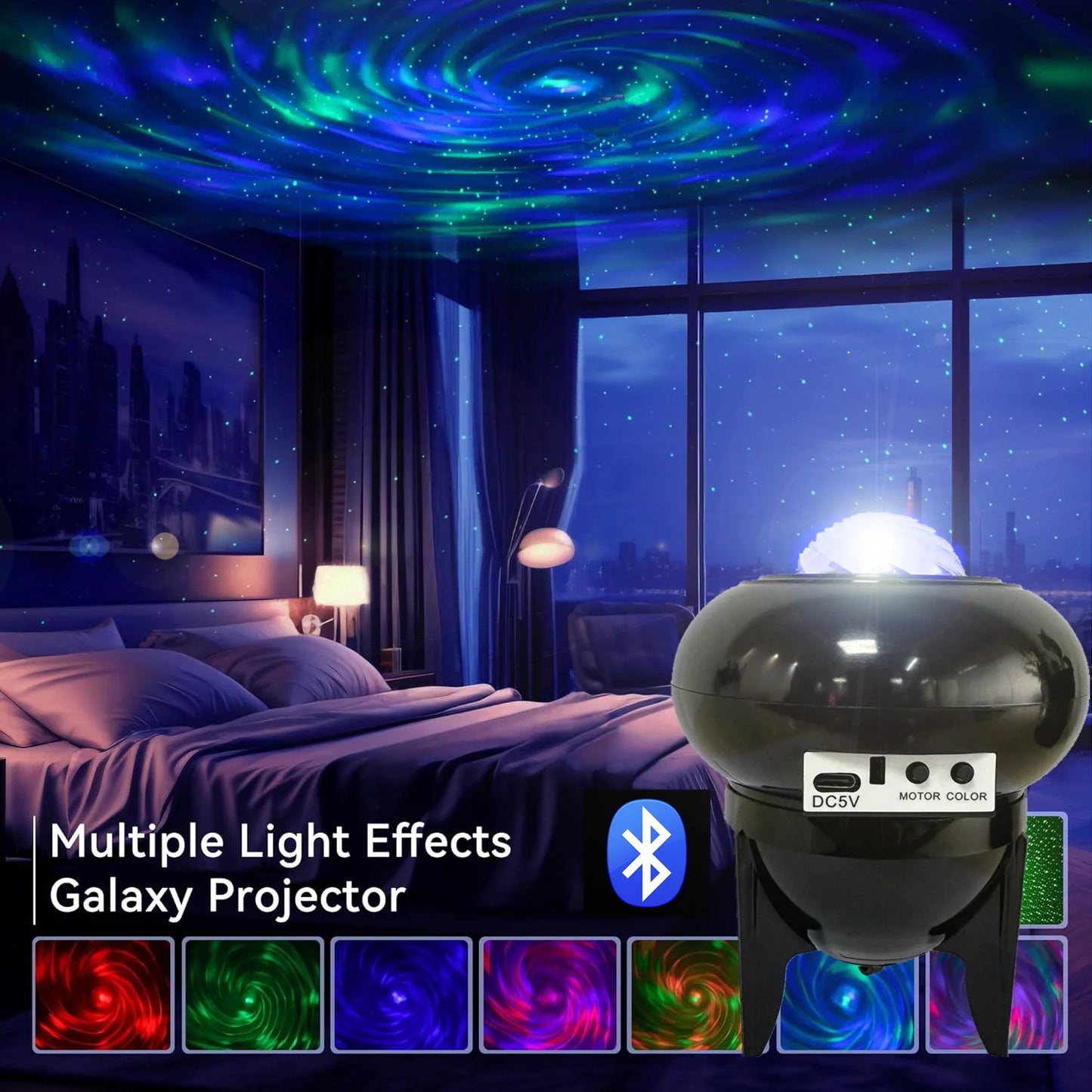 Galaxy Projector 3-in-1 Rgb Music Star Galaxy Movie Night Light with Bluetooth Speaker and White Noise Night Light Suitable for Children's Bedroom Birthday Gift/Player Room/Hard Decoration