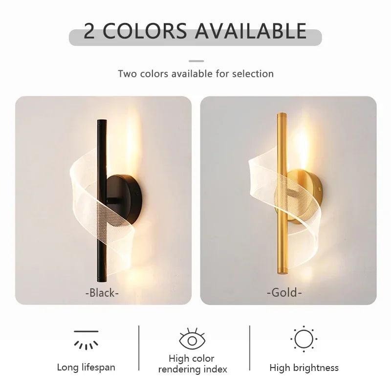 Nordic LED Wall Lights Modern Luxury and Minimalist Home Lights Living Room Bedroom Study Balcony Interior Decoration Lighting