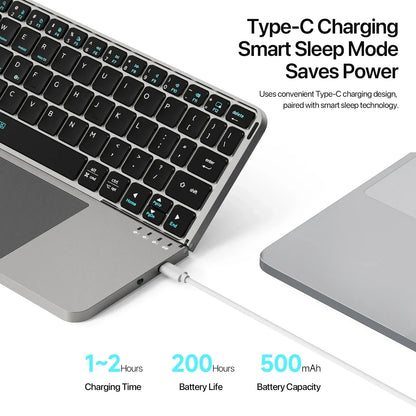 Foldable Bluetooth Keyboard with Touchpad & Phone Holder, Bluetooth 5.0 Multifunctional Wireless Keyboard for Phone Tablet PC