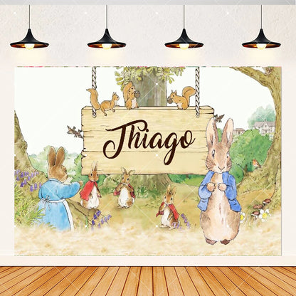 Spring Rabbit Background Kids Birthday Party Baby Shower Decor Rabbit Peter and His Animal Friends Vegetable Garden Photo Props