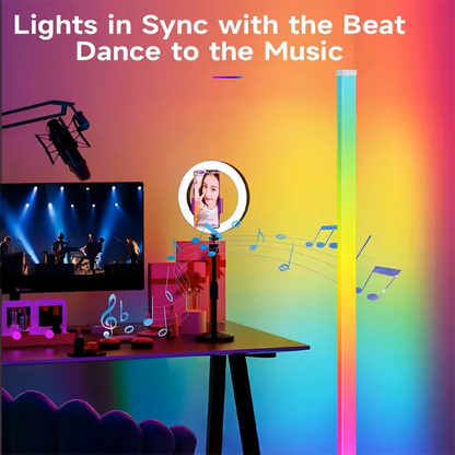 Smart  RGB Corner Floor Lamp with App & Remote Control, Dimmable LED Mood Light for Gaming Living Room Bedroom