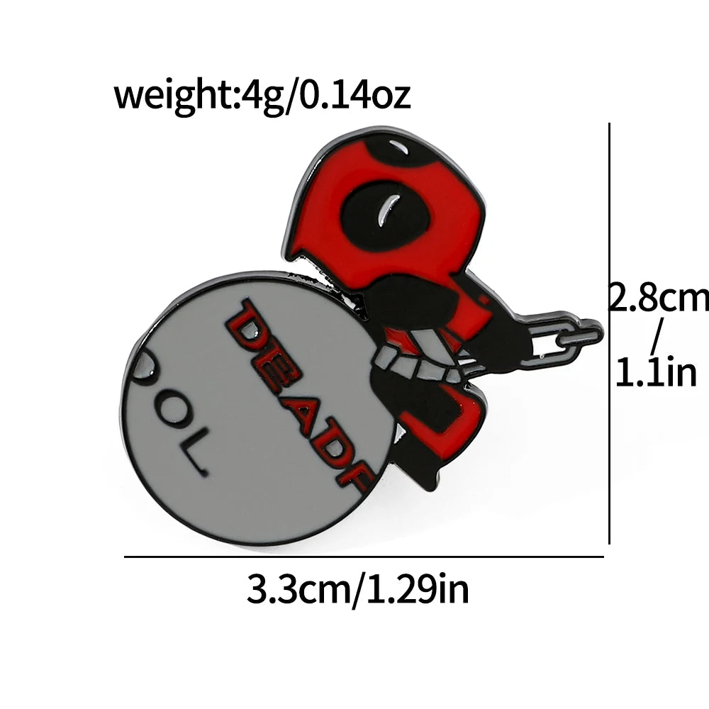 3 Pcs cartoon characters Metal Badge Deadpool Enamel brooch Men's and women's Clothing Bags  Accessories Decorative pins