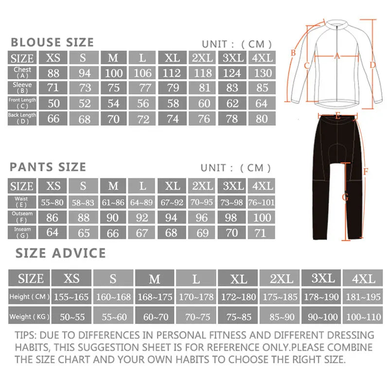 Rvouei Breathable Long Sleeve Cycling Jersey Set Bib Pants Ropa Maillot Ciclismo Bicycle Clothing MTB Bike Uniform Men Clothes
