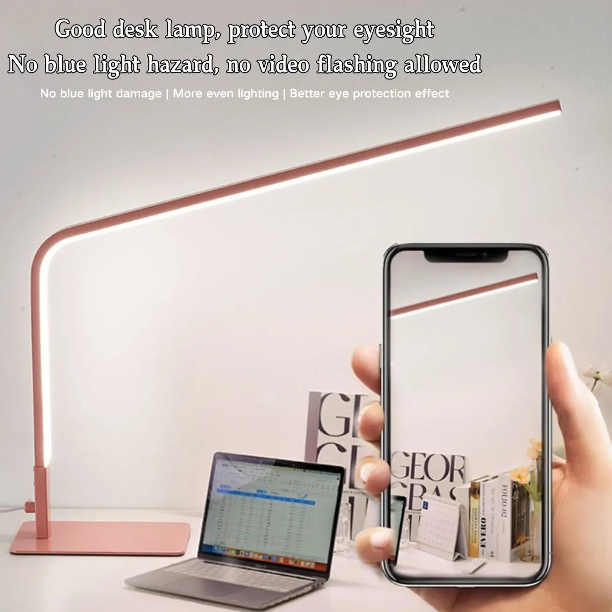 USB powered LED reading desk lamp with eye protection design, adjustable brightness and color change, suitable for home office a