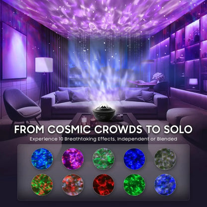 Starry Projector Galaxy Night Light with Ocean Wave Music Speaker Sky Light Projector for Bedroom Decor Kids Birthday Gift Party