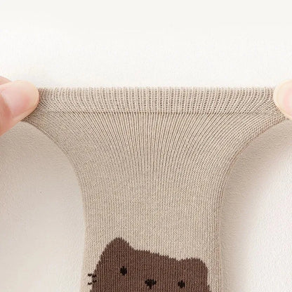 Homefish 6 Pairs Kids Non-Slip Socks Cute Cartoon Fox and Bear Pattern Childrens Boys Girls Floor Socks Comfortable for Toddler