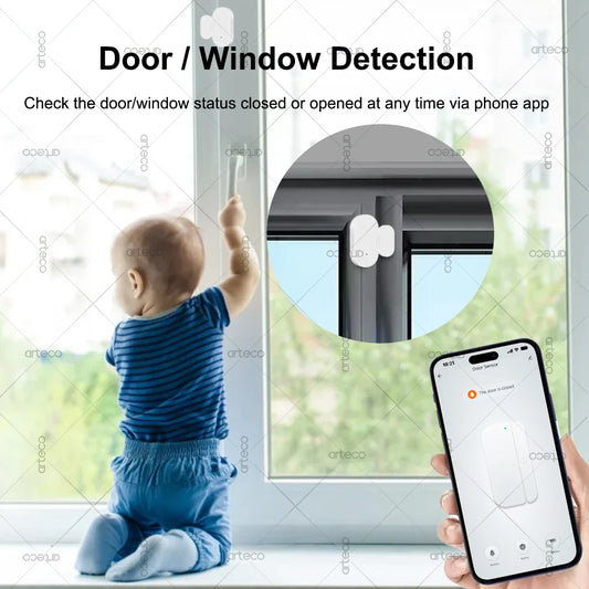 Zigbee Door Window Sensor Open Close Detector Smart Home Security Alarm Burglar Door Sensor Works With Alexa Home Assistant Z2M