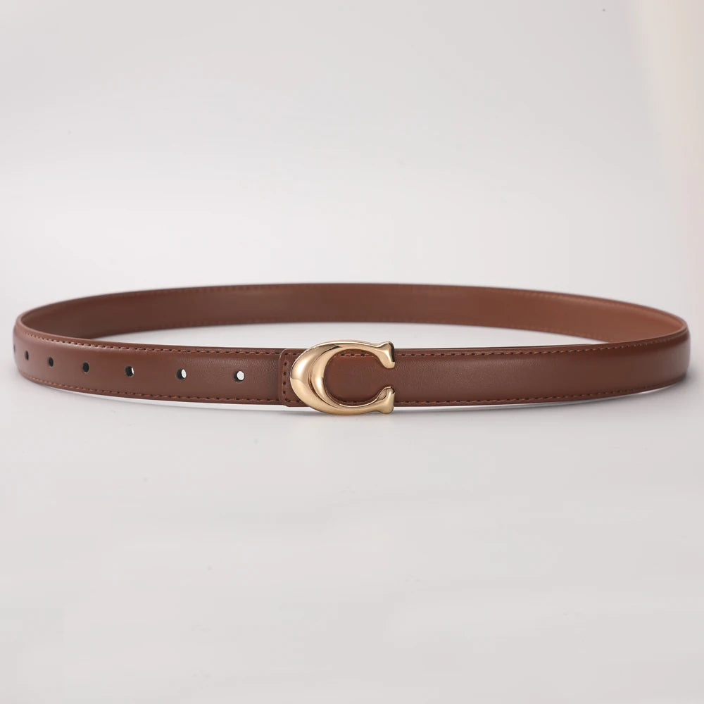 C-shaped Smooth Buckle Simple Women's Soft Durable Belt Fashion Women's Clothing Accessories Paired With Business Casual Belt