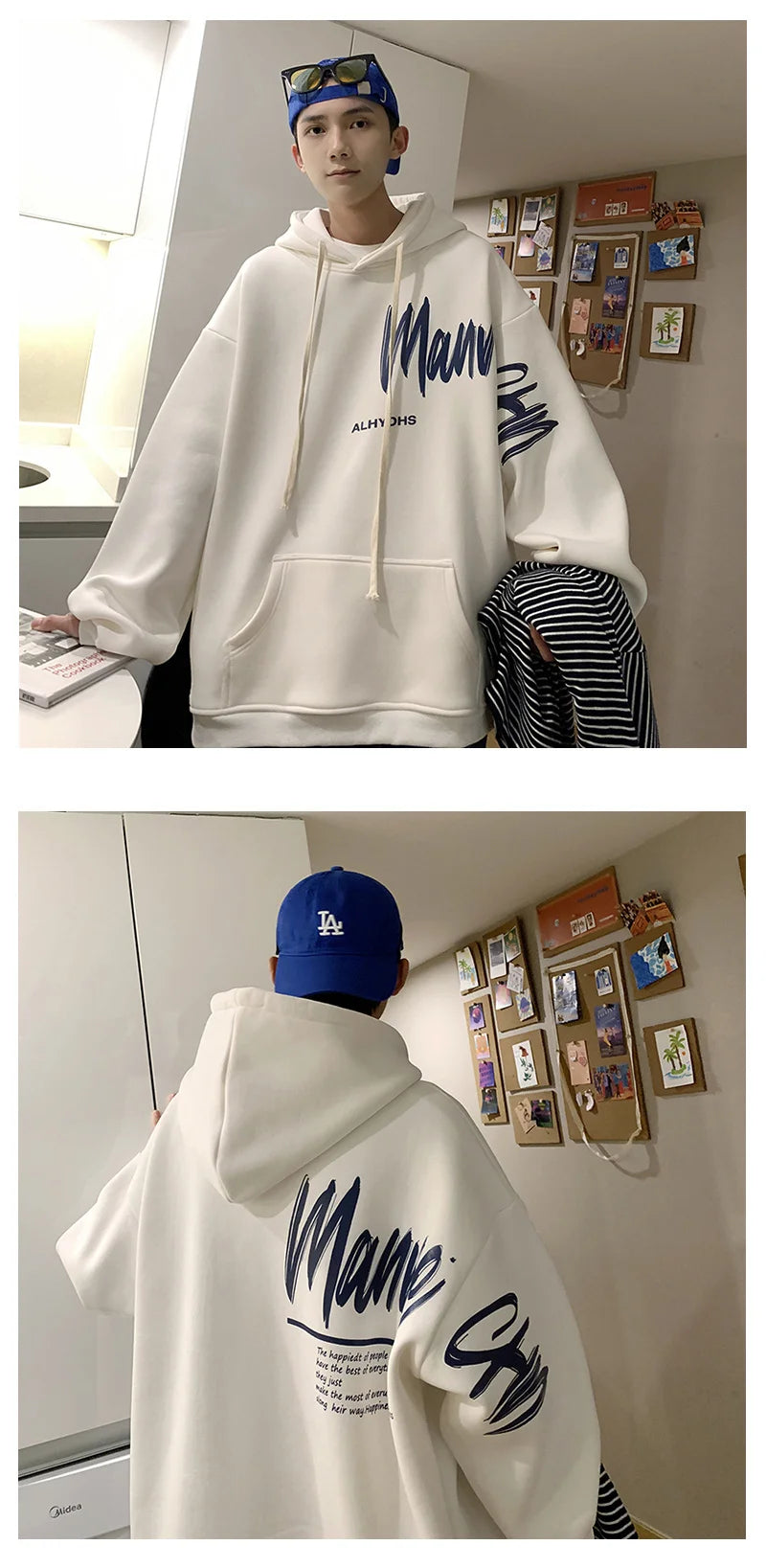 Men's Oversized Hoodie White With Hat 5XL Hoodies Oversize for Men Funny Letter Print Man Casual Wear Hoody Male Sweatshirt