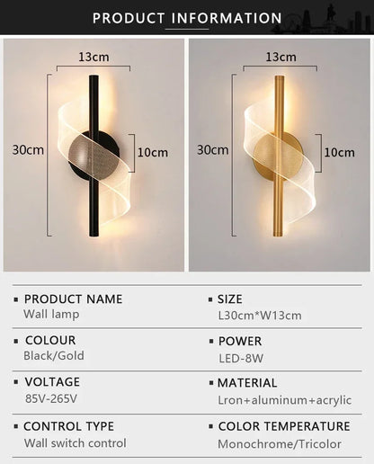 Nordic LED Wall Lights Modern Luxury and Minimalist Home Lights Living Room Bedroom Study Balcony Interior Decoration Lighting