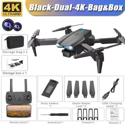 E99Pro HD Drone. 4K dual WiFi FPV, obstacle avoidance. Professional quadcopter for aerial photography.