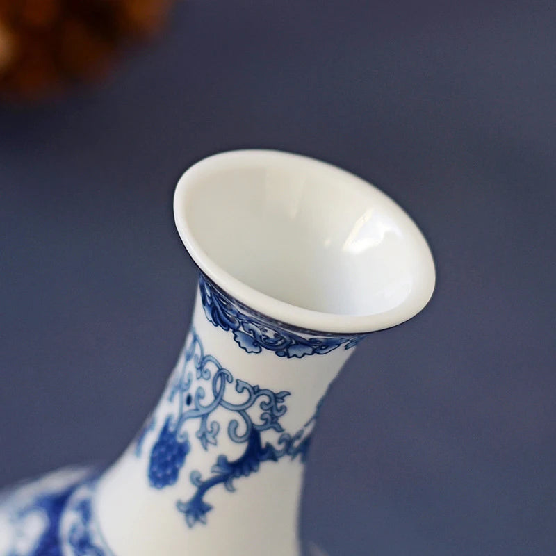 Ceramics Flower Vase Decoration Home Blue And White Vases For Wedding Decor Living Room Ornaments Table Desktop Retro Art Crafts