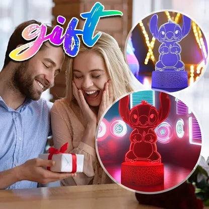 LED Night Light Illusion Stitch Lamps Remote Control Smart Touch Home Room Decor Lamp Christmas Valentine's Day Birthday Gifts