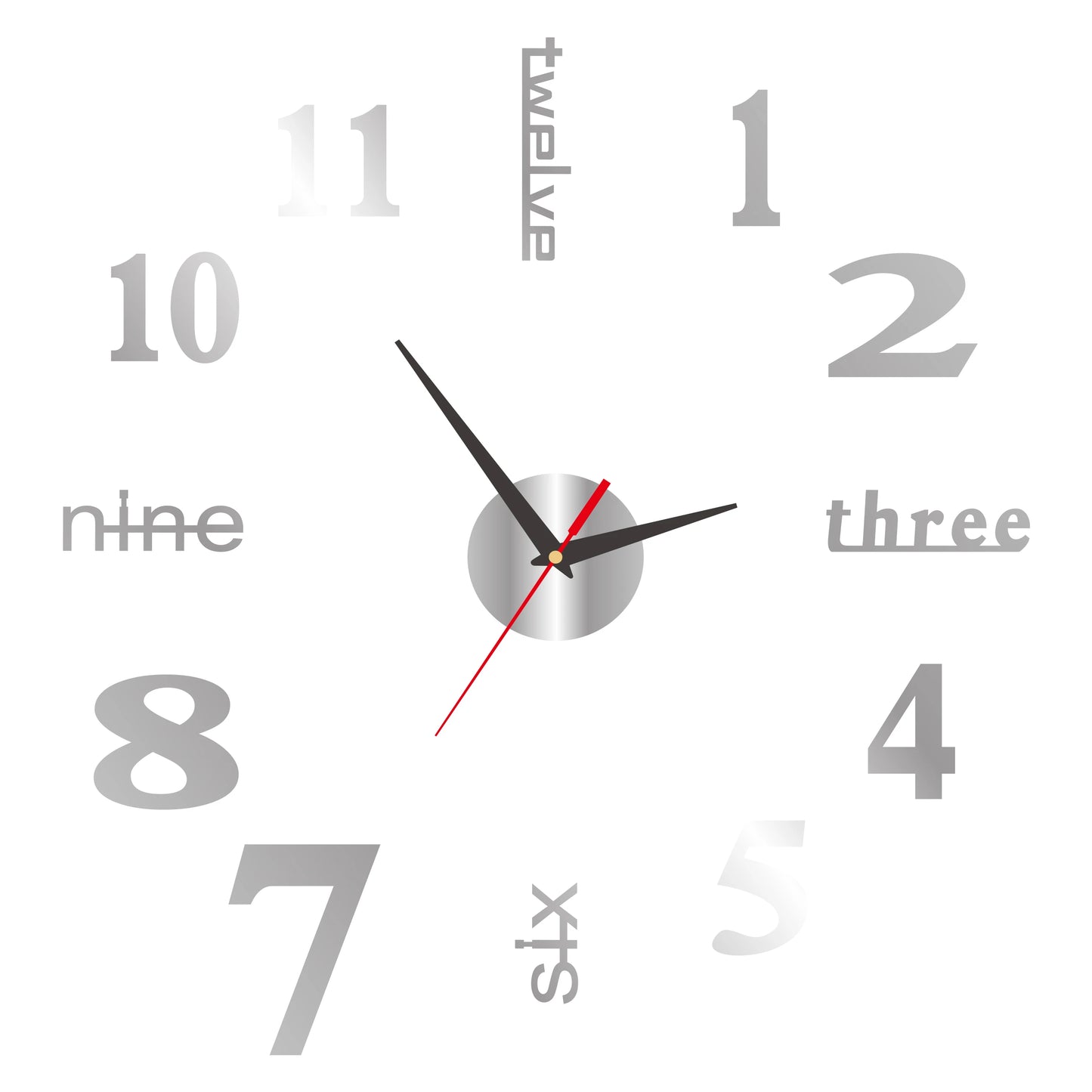 3D Wall Clock DIY Mirror Wall Stickers For Home Living Room Decor Frameless Luminous Quartz Clocks Self Adhesive Hanging Watches