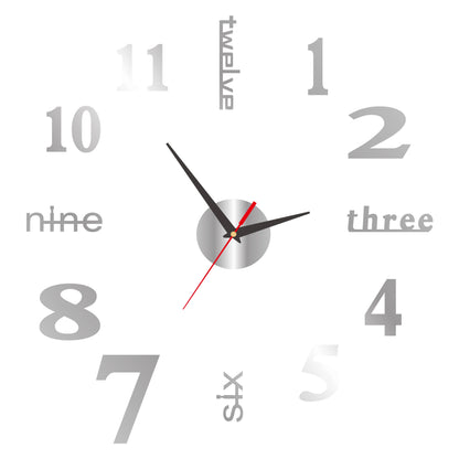 3D Wall Clock DIY Mirror Wall Stickers For Home Living Room Decor Frameless Luminous Quartz Clocks Self Adhesive Hanging Watches