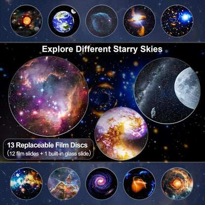 Galaxy Projector Lamp Pro Version 13-In-1 Film Sheet Larger Projection Area Suitable for Gifts