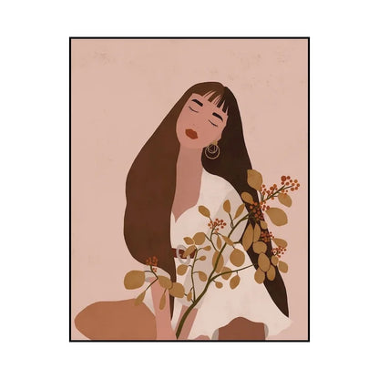 Wall Art Canvas Painting Abstract Boho Girl Book Nordic Posters and Prints Flowers Cactus Wall Pictures for Living Room