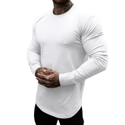 Mens Gym Workout Slim Fit Long Sleeve T-Shirt Performance Athletic Shirts Running Fitness Tee Loungewear Casual Crewneck Tops