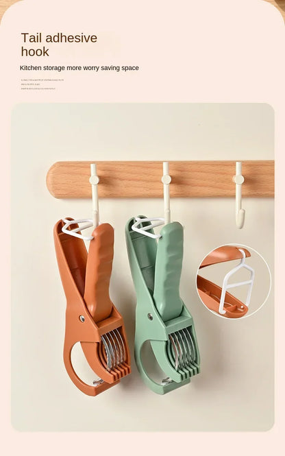 Fruit & Vegetable Slicer, Food - Grade Spring - Clip Cutter, Wavy Blade Even Slicing Kitchen Tool