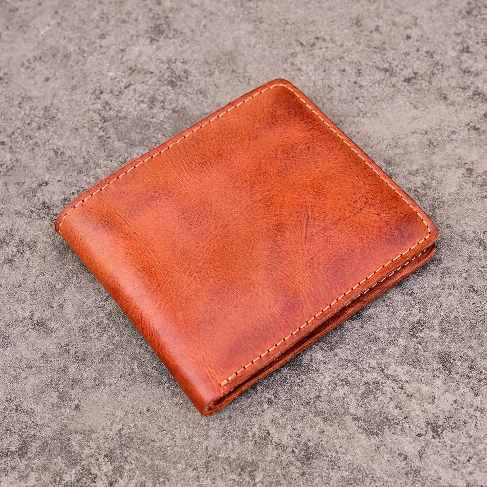 Handmade Leather Wallet for Men Bifold Minimalist Wallet Men Wallets