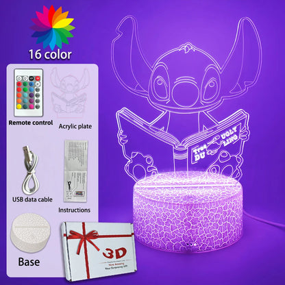 LED Night Light Illusion Stitch Lamps Remote Control Smart Touch Home Room Decor Lamp Christmas Valentine's Day Birthday Gifts