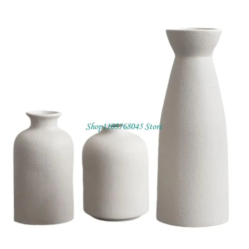 R53F 3Pcs Ceramics Vases for Florals Decoration Contemporary Geometrics Living Room Centerpieces
