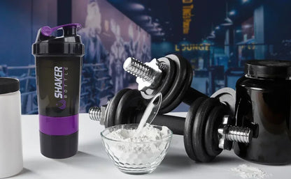 500ml Layered Protein Bottle Powder Shaker with Powder Storage Container Large Water Bottle Water Bottle with Wire Stirring Ball