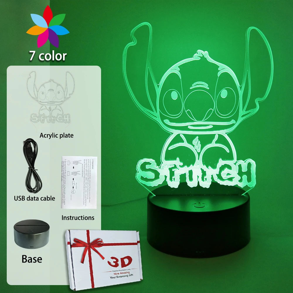 LED Night Light Illusion Stitch Lamps Remote Control Smart Touch Home Room Decor Lamp Christmas Valentine's Day Birthday Gifts