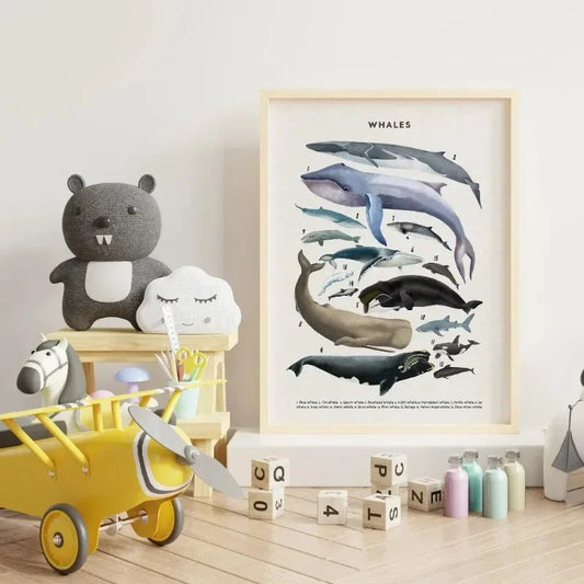 Canvas Painting Wall Art Educational Illustration Prints Poster Animals Plants Insect Fruits Chart Nursery Kids Room Home Decor