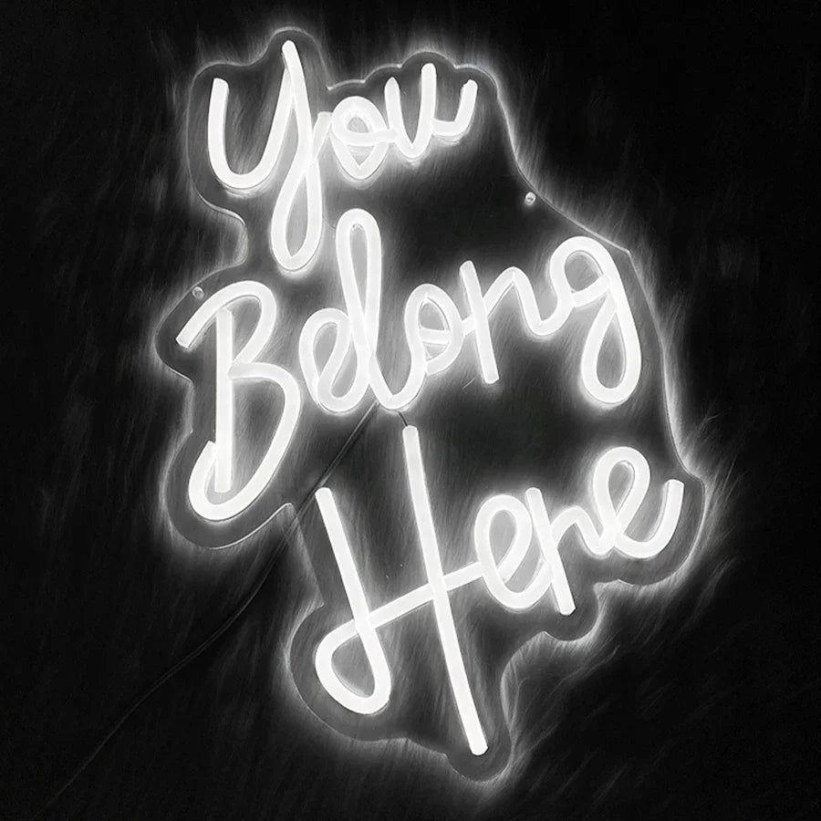 Led Neon Light For Classroom Decor,Bedroom Dorm,Office,Game Room,Man Cave,Party，You Belong Here Neon Sign For Wall Decor.