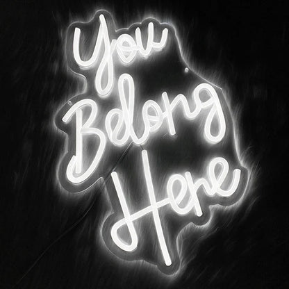 Led Neon Light For Classroom Decor,Bedroom Dorm,Office,Game Room,Man Cave,Party，You Belong Here Neon Sign For Wall Decor.