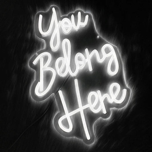 Led Neon Light For Classroom Decor,Bedroom Dorm,Office,Game Room,Man Cave,Party，You Belong Here Neon Sign For Wall Decor.