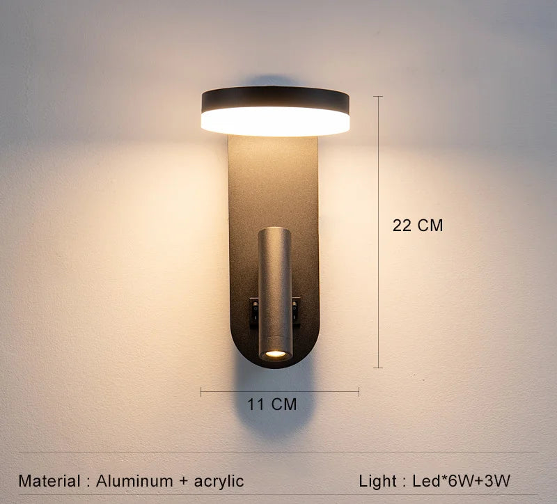 Nordic 12W LED Wall Light With USB Fast Charging  Modern Free Rotation Angle Wall Sconces for Bedroom Living Room Bedside