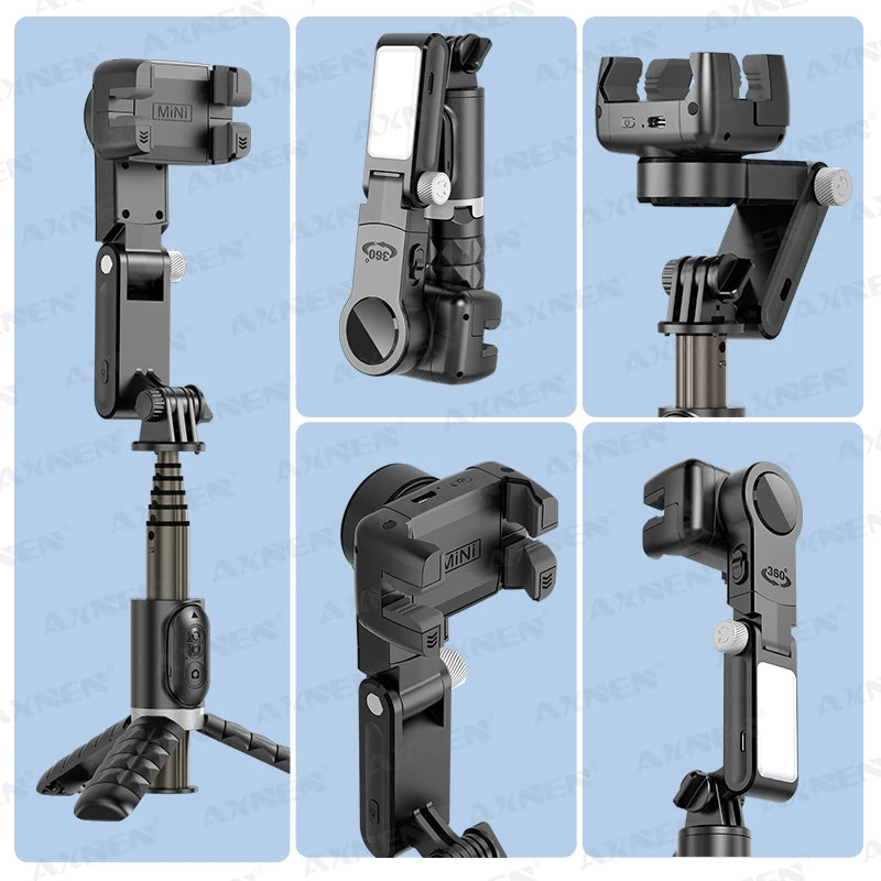 Desktop Gimbal Stabilizer 360° Rotation Smart Track Mode Selfie Stick with Remote Control for iPhone Cell Phone Smartphone