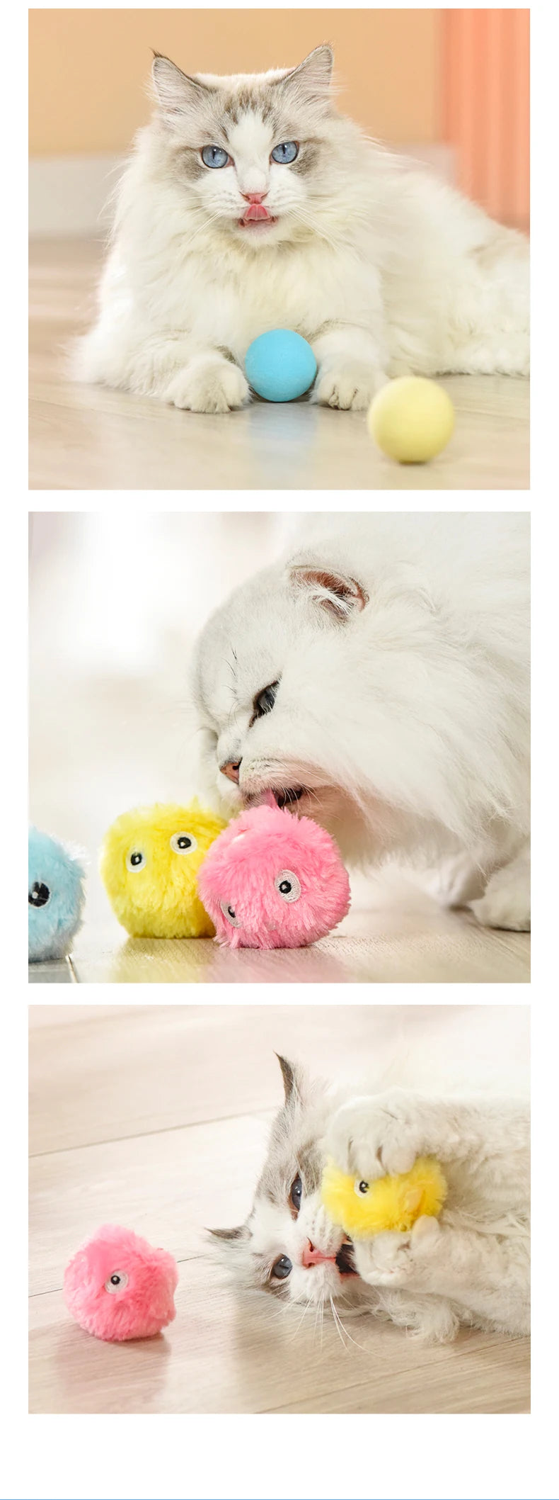 Interactive Ball Smart Cat Toys Plush Electric Catnip Training Toy Kitten Touch Sounding Pet Product Squeak Toy Ball