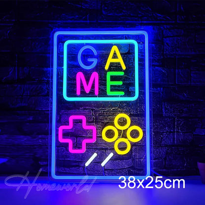 Arcade Neon Sign LED Game Room Handle Neon Light Wall Decor Gamer Teen Shop Internet Cafes USB port Party Birthday Gift
