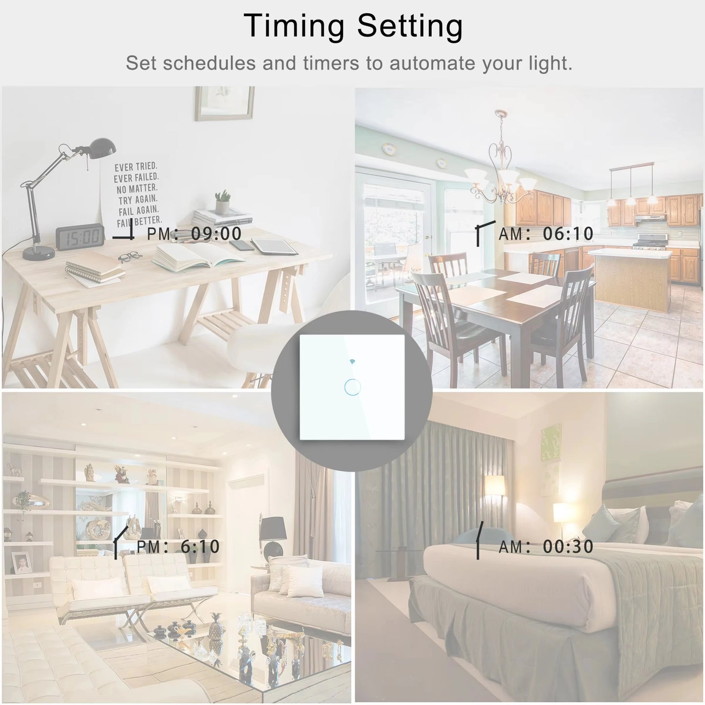Work with Tuya WIFI Smart Home Wireless Remote Control Switch Light Wall US/EU Glass Touch Panel Voice by Alexa Google Home