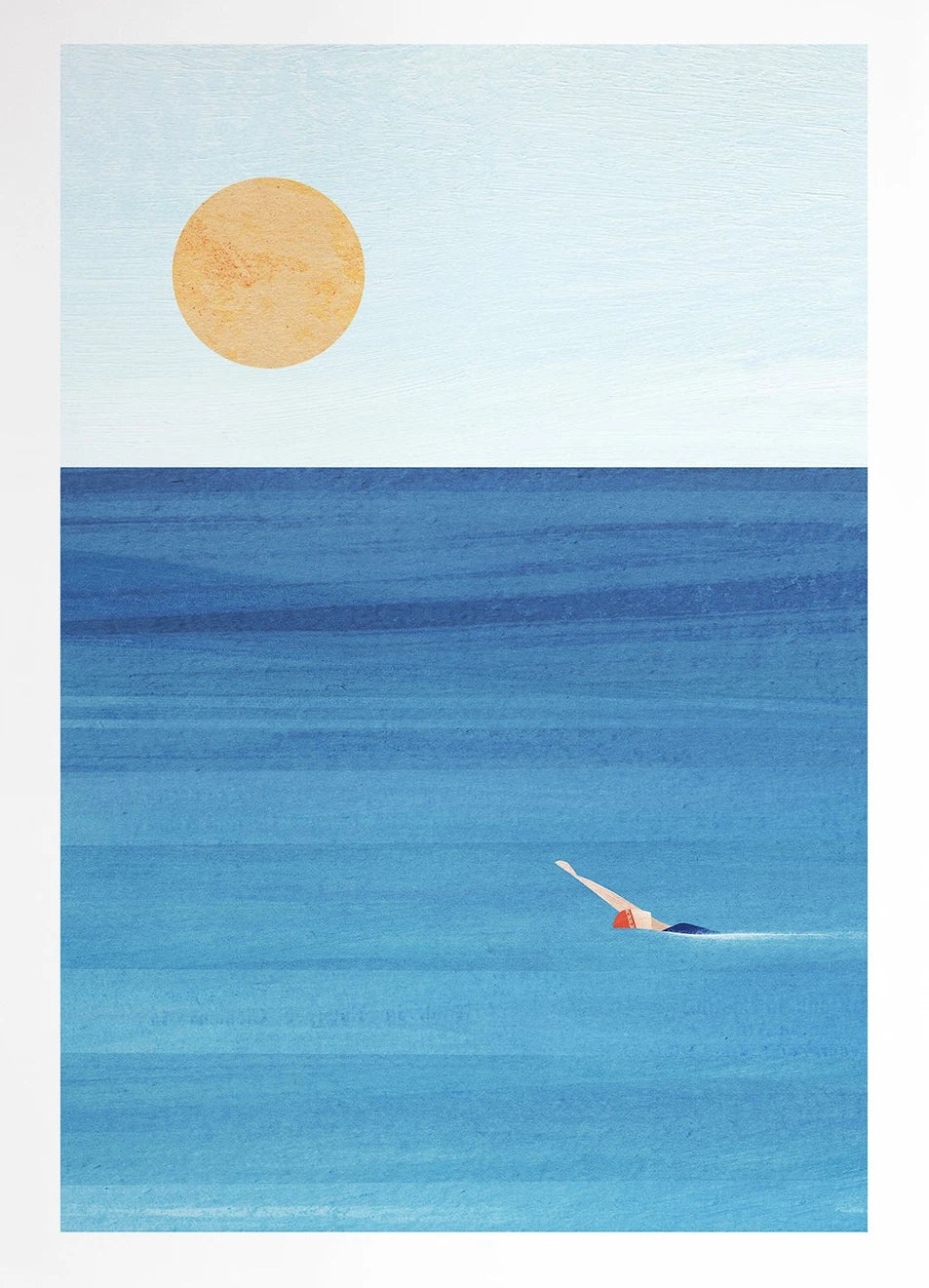 Canvas Painting Wall Art Picture Simple Outdoor Summer Beach Scenery Poster Sunset Surfers Swimming Ocean Living Room Home Decor