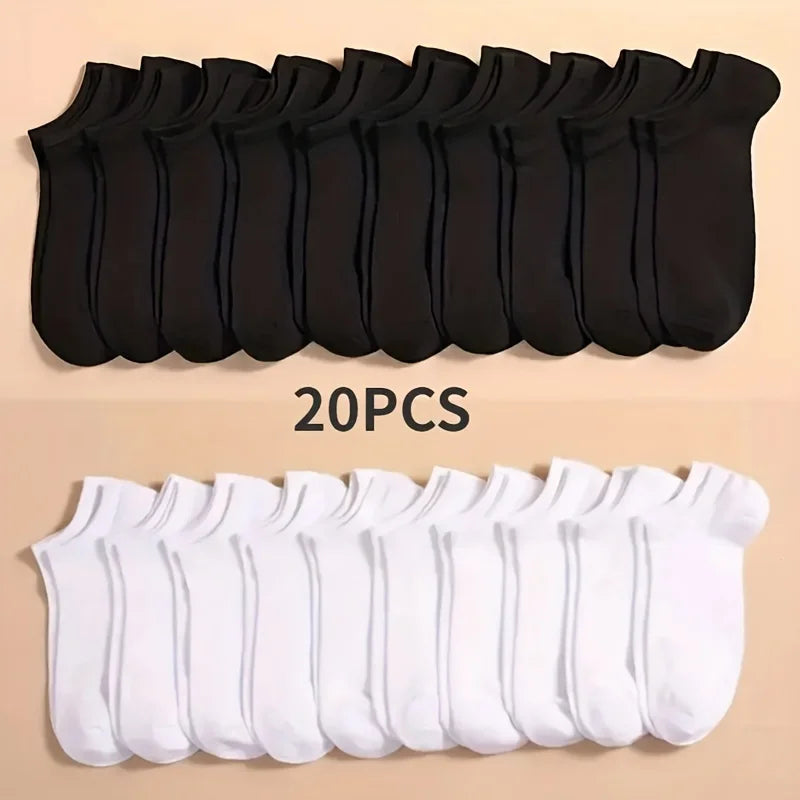 Unisex Solid Color Ankle Socks – 10/20/40 Pairs Soft Lightweight No Show Socks for Men & Women, Bulk Value Pack
