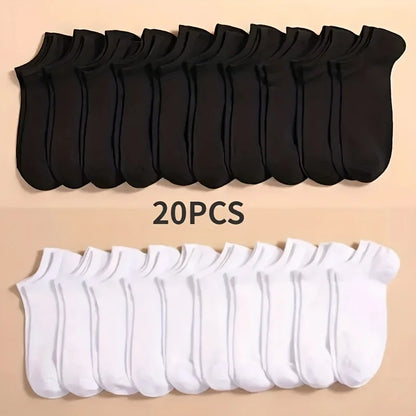 Unisex Solid Color Ankle Socks – 10/20/40 Pairs Soft Lightweight No Show Socks for Men & Women, Bulk Value Pack