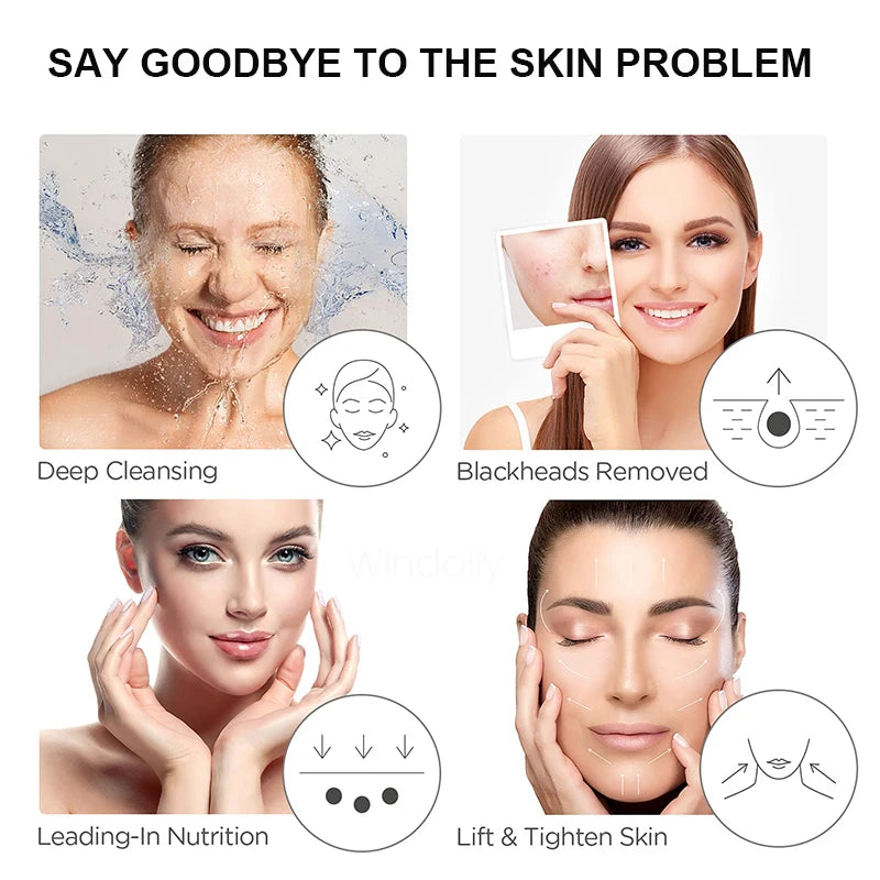 Ultrasonic Skin Scrubber Vibration Face Spatula Blackhead Remover Shovel Clean Cavitation Peeling Facial Lifting Skin Care Tools