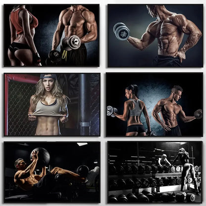 Fitness Motivation Canvas Art  Sexy Bodybuilding Girl Poster Gym Weightlifting Wall Decor for Living Room Bedroom Home Gym Fitne