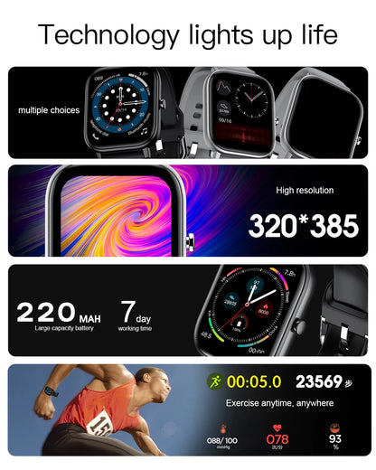New Smart Watch Men 24H Health Monitor Sports Fitness Tracker Custom Watch Face Smartwatch Women 20MM Strap for Android Ios