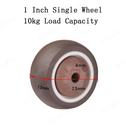 4pcs Furniture Casters Wheels Soft Rubber Swivel Caster Quite Roller Wheels for Trolley Baby Crib Bed Wheels Household Accessory