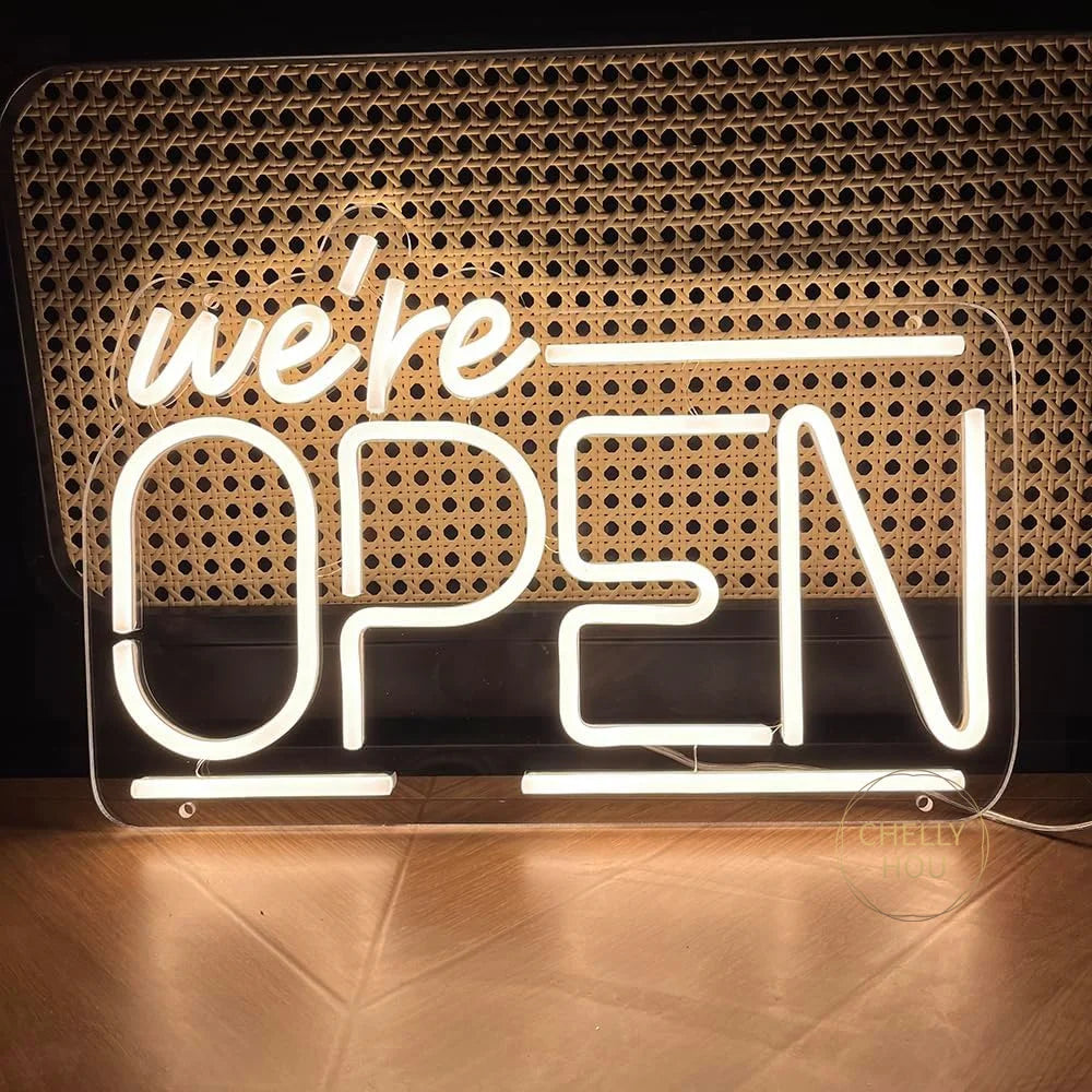 We're Open Neon Sign for Business LED Neon Open Signs Light Up Open Sign for Shop Store Florists Bar Salon Cafes Restaurant Pubs