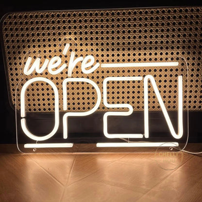 We're Open Neon Sign for Business LED Neon Open Signs Light Up Open Sign for Shop Store Florists Bar Salon Cafes Restaurant Pubs